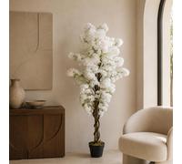 Leaf 150cm Artificial White Cherry Blossom Tree Leaf White