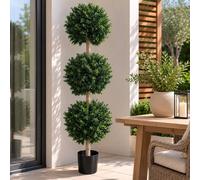 Leaf 150cm UV Protected Triple Ball Topiary Tree Artificial Premium in Green Leaf Green