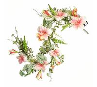 Leaf 180cm Artificial Hanging Pink Lily Plant Realistic Garland Trailing in Green Leaf Green