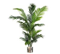 Leaf 180cm Artificial Palm Tree Extra Large Silver Planter Premium in Green Leaf Green