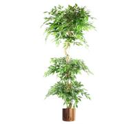 Leaf 180Cm Artificial Twisted Ficus Tree Ball Topiary Copper Planter