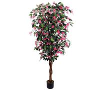 Leaf Design UK Realistic Artificial Flower Plant Tree, Pink, 180cm