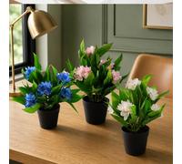 Leaf 18Cm 3X Artificial Freesia Plants Pink, White, Blue Flowering