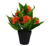 Leaf 18cm Artificial Freesia Plant Orange Flowering Leaf Orange