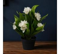 Leaf 18Cm Artificial Freesia Plant White Flowering Premium