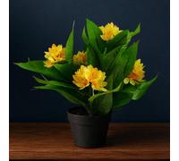 Leaf 18Cm Artificial Freesia Plant Yellow Flowering Premium