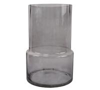 Leaf 26cm Grey Smoke Glass Vase in Green Leaf Green