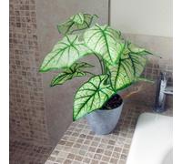 Leaf 40cm Artificial Taro House Plant in Decorative Planter - 40cm - Green/Grey - 40cm