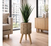 Leaf 40cm x 21.5cm Zandi Flowers Composite Large Planter in Dark Brown | Size: 40 cm x 21.5 cm Leaf Dark Brown 40 cm x 21.5 cm