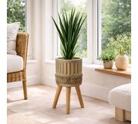 Leaf 40cm x 21.5cm Zandi Roman Composite Large Planter in Dark Brown | Size: 40 cm x 21.5 cm Leaf Dark Brown 40 cm x 21.5 cm