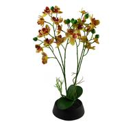 Leaf 43cm Large Pink Yellow Artificial Orchid in Ceramic Planter - 43cm - Light Pink - 43cm Orchid Yellow Pink