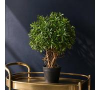 Leaf 45cm Artificial Fire Retardant Mini Ficus Topiary Ball Plant Premium in Green Leaf Green