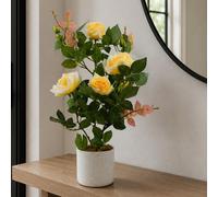 Leaf 50Cm Artificial Yellow Rose Plant Premium