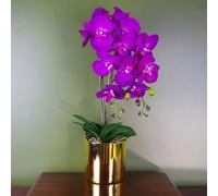 Leaf 52cm Artificial Orchid Large - Purple / Gold - 52cm - 52cm - 52cm Purple Gold Real Touch