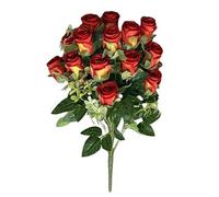 Leaf 52Cm Artificial Red Rose Bunch