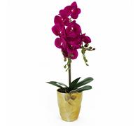 54cm Artificial Orchid Plant - Dark Pink Gold Pot Leaf Dark Pink One Size