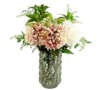 Leaf 55Cm Artificial Chrysanthemum Glass Retro Vase
