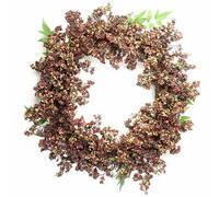 Leaf 55Cm Artificial Hanging Black Berries Wreath