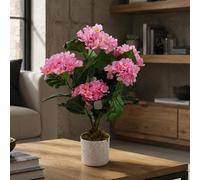 Leaf 55cm Artificial Pink Hydrangea Plant Premium Leaf Pink
