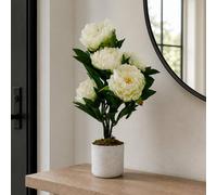 Leaf 55cm Artificial White Peony Plant Premium Leaf White