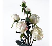 Leaf 55cm Cream Peony Artificial Flowers Spray - 4 Flowers 3 Buds - 55cm - 55cm - 55cm Peony Cream