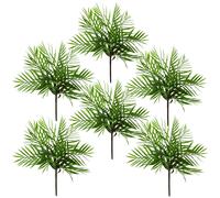 Leaf 6 x 40cm Artificial Bamboo Palm Bush Plant - 40cm - Green - 40cm