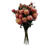 Leaf 6 x 55cm Pink Peony Artificial Flower Stems - 24 flowers 18 buds - 55cm - Pink - 6 x 55cm Peony Pink