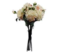Leaf 6 X 60Cm Peony Artificial Flower Cream - 6 Flowers 18 Buds