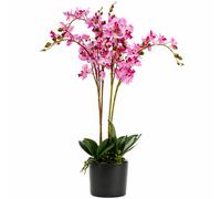 Leaf 60Cm Artificial Luxury Orchid - Triple Stem - Pink Realistic Plant