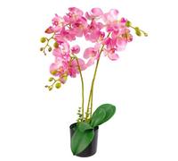 Leaf 60Cm Artificial Luxury Orchid -Triple Stem - Pink Realistic Plant