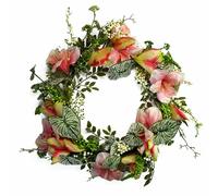 Leaf 60cm Artificial Pink Lily Flower Wreath - 60cm - Light Pink - 60cm