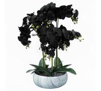 Leaf 60Cm Orchid Artificial Black - White Ceramic Planter