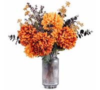 Leaf 65cm Artificial Orange & Black Flower Arrangement Glass Vase Premium Leaf Orange