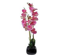Leaf 65cm Artificial Orchid Ceramic Planter, Mixed Materials, Light Pink Black, 70cm