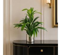 Leaf 65Cm Artificial Realistic Bamboo Shrub Plant With Silver Metal Planter