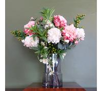 Leaf 65cm Mixed Peonies Glass Vase - 65cm Mixed Peonies Glass Vase - 65cm - 65cm