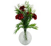 Leaf 65cm Red Carnations Glass Ball Vase - 65cm Red Carnations Glass Vase - 65cm - 65cm