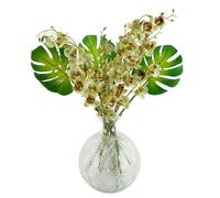 Leaf 65cm Tropical Orchid Display with Glass Ball Vase - 65cm Tropical Orchid Glass Vase - 65cm - 65cm