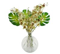 Leaf 65cm Tropical Orchid Display with Glass Ball Vase Leaf Green One Size
