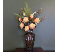 Leaf 65cm Yellow Rose Display Geometric Glass Vase - 65cm - Yellow - 65cm Yellow Rose Geometric Glass Vase