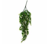 Leaf 70Cm Artificial Trailing Green & White Flowering Hanging Plant Faux Foliage