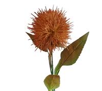 Leaf 70cm Globe Thistle Yellow Ball Artificial Flower Stem Leaf Yellow