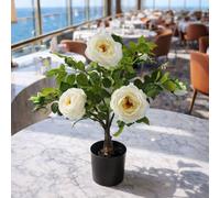 Leaf 70cm White Camellia Rose Plant Artificial Premium Leaf White