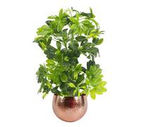 Leaf 75Cm Artificial Arboricola Gold Capella Plant - Copper Metal Planter