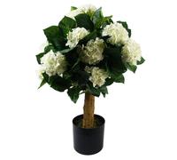 Leaf 75cm Artificial White Bush Hydrangea Plant Potted Leaf White
