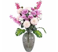 Leaf 75cm Dahlia Artificial Flowers Tropical Blossom Bubble Vase Premium in Pink Leaf Pink