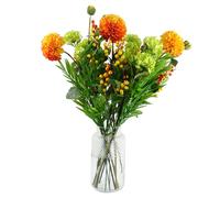 Leaf 75cm Orange Dahlia & Fern Display in Green Leaf Green