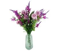 Leaf 80Cm Artificial Pink Carnation And Larkspur Glass Vase