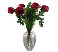 Leaf 80cm Bubble Vase Artificial Peony Flowers Leaf Red One Size