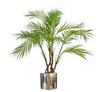 Leaf 90Cm Artificial Areca Palm Plant Realistic Detail Trunk With Silver Metal Plater
